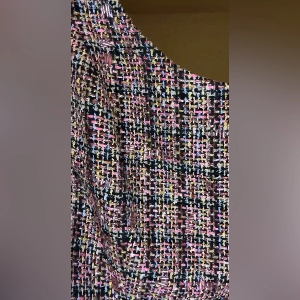 Carmen Marc Valvo Elegant Multicolor Tweed Dress - NWOT Size 14